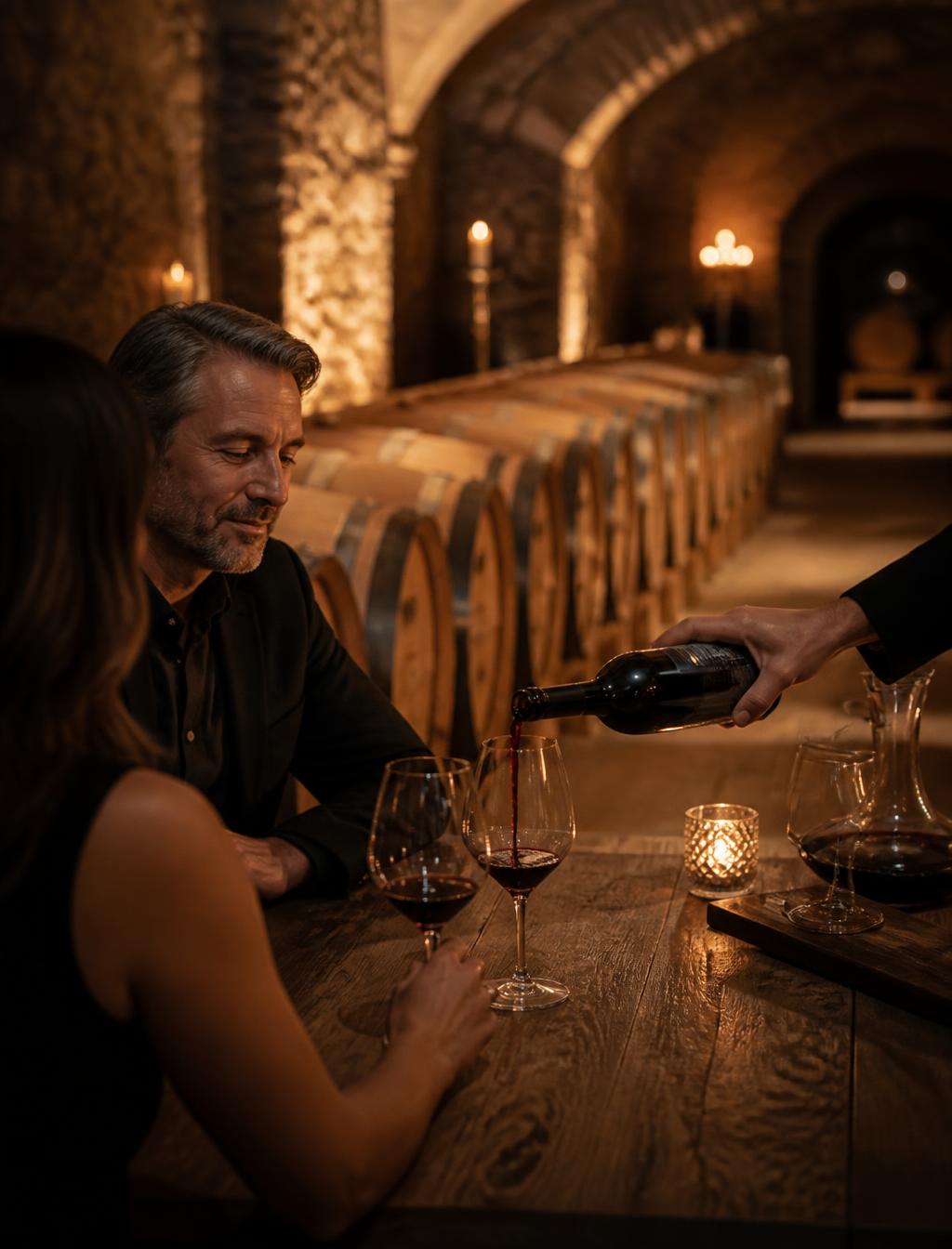 Wine poured during a private cellar tasting in Napa Valley